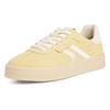 Plateausneaker TAMARIS, Damen, Gr. 41, gelb (hellgelb), Veloursleder, Glattleder, kontrastfarbene Details, Fischgratmuster, sportlich, Schuhe, Freizeitschuh, Halbschuh, Schnürschuh mit gepolstertem Schaftrand