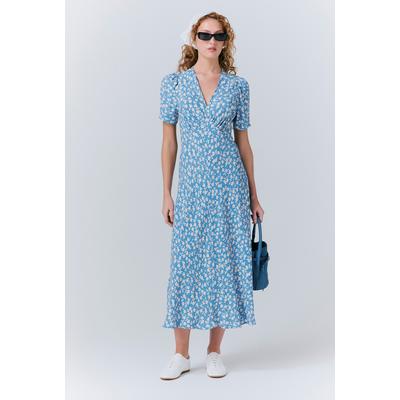 Ghost Roxanne Crepe Floral Midi Tea Dress