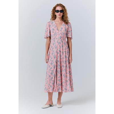 Ghost Jess Crepe Floral Midi Tea Dress