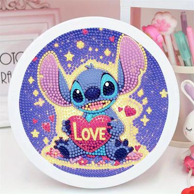 TEMU Stitch Diamond Painting Kit - 5d Diy Round Rhinestone Mosaic Art With Frame, Decor Craft, Featuring Stitch In & Stitch Scenes, Diy Craft Kit| Design|full Coverage Canvas, Kits Image