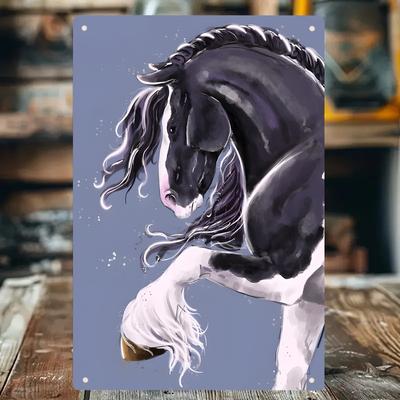 TEMU Vintage Gypsy Cob Horse Wall Art - Retro Long Strip Painting With & Tails, Home, Bar, Cafe, Garage Decor, Cafe Decoration | Vintage Horse Art | Image