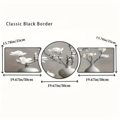 TEMU 3pcs,white Flowers Plants Canvas Wall Art Vase Painting, Decorative Mural Painting, Living Room Dining Room Bedroom Bathroom Kitchen Modern Artwork Decorative Painting, Framed Ready To Hang Image