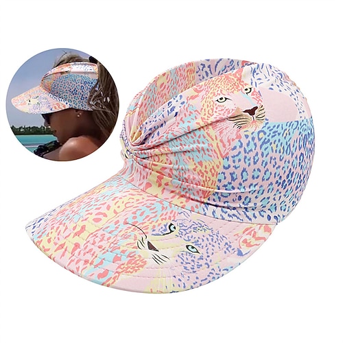 Tennis Sport Visier Parasole Damen Grafik Verstellbar Elastisch Wärmeableitung für Tennis Baseball Pickleball Sommer Dunkelrosa Rosa Khaki Image