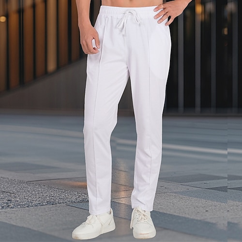 Herren Sporthose Jogginghose Hose Tasche Kordelzug Elastischer Bund Einfach Komfort Sport im Freien Täglich Mode Lässig Schwarz Weiß Mikroelastisch