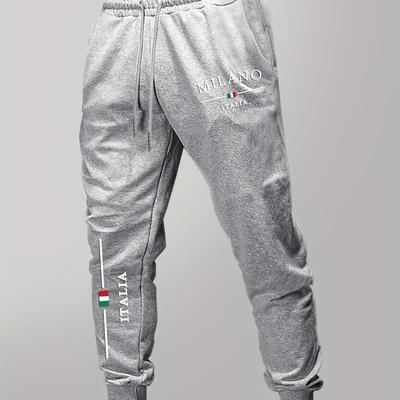 TEMU Men's Italy Pants - Soft & Stretchy Polyester Blend, Light Gray With Italian , Fit, Machine Washable Image