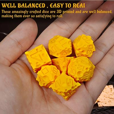 TEMU 3d Printed Of 7 Polyhedral Food-themed Dice, , Pathfinder, Tabletop Rpgs, Mtg Games Image