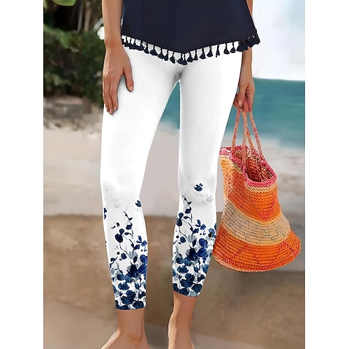 Halloween Frauen Leggings Punk Vintage Mode Lange Hohe Taillen Hose Grafik Halloween Druck Thermisch Warm Weich Atmungsaktiv Dehnbar Urlaub Casual Alltag Schwarz Weiß Himmelblau Grün Sommer Frühling Image