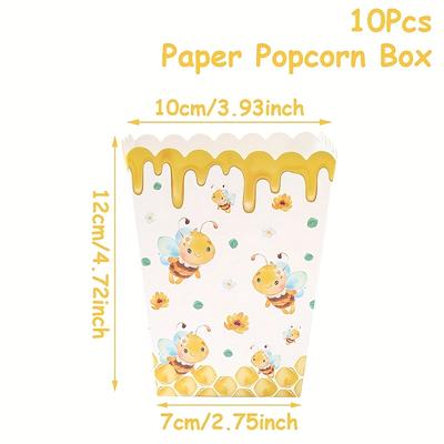 TEMU 10pcs, Popcorn Boxes,bee Themed Paper Candy Boxes, Party Desktop Decoration,wedding Baby Shower Party Supplies,event Party Gift Packing Boxes Image