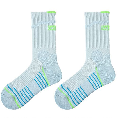Sportsocken Tennissocken 1 Paar Damen Socken Rutschfest Atmungsaktiv Tennis Basketball Laufen Joggen Pickleball Sport Farbblock Baumwolle Weiß Grün Weiß Rosa Image
