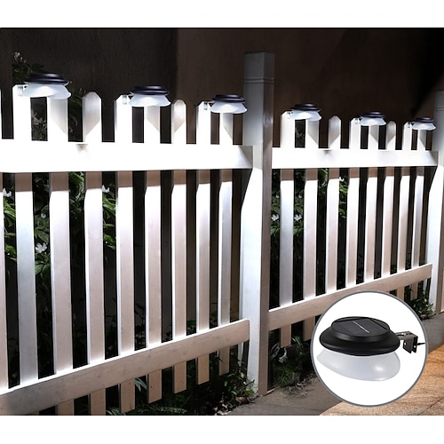 Solar-Zaunleuchten, Außenwandleuchten, 9 superhelle, wasserdichte, kabellose Sicherheit für Gartenmauer, Hofdeck Image