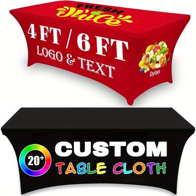 TEMU Custom Personalized Table Cloth With Business Logo Custom Tablecloth Customized Logo Table Cover Runner For Business Tradeshow Events Birthday Party Wedding 4ft Image