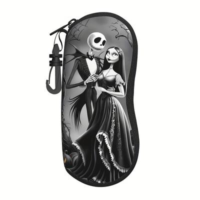 TEMU 1pc Jack And Skeleton Shell Eyeglass Case - Lightweight Durable Portable Zippered Glasses Pouch For Sports Fashion Glasses, , Fans Image