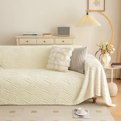 Plüschiger geometrischer Jacquard-Sofabezug, weich warme, zottelige Decke, Couchbezug, Wohnzimmer, flauschige Überwürfe, Decken, Sofabezüge für Haustiere Image