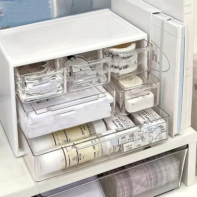 TEMU A Desktop Storage Box With 6 Drawers - A Spacious Multifunctional Container, Office Supplies, Stationery, And Dorm Essentials. Image