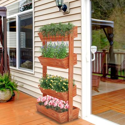 TEMU 1pc Wood Vertical Raised Garden Bed 4 Tiers Elevated Garden Planters Indoor Outdoor Raised Planter Box Corners For Vegetables Flowers On Patio Balcony Herbs Garden Kitchen, Brown Image