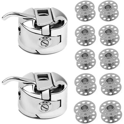 CCYKXA Set mit 10 Nähmaschinenspulen aus Metall + 2 Spulenboxen für Toyota, Brother Janome, Elna, Image