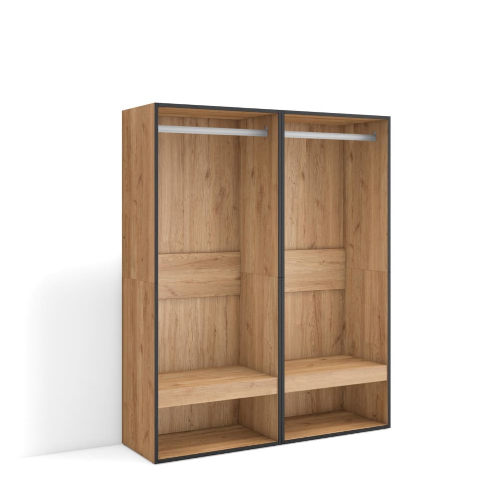 Armoire vestiaire effet bois chêne 120x35x145cm