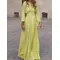 Geometric Print Maxi Dress Women - Batwing Sleeve V-Neck Pleated Waist Swing Dress for Fall Evening Parties & Events