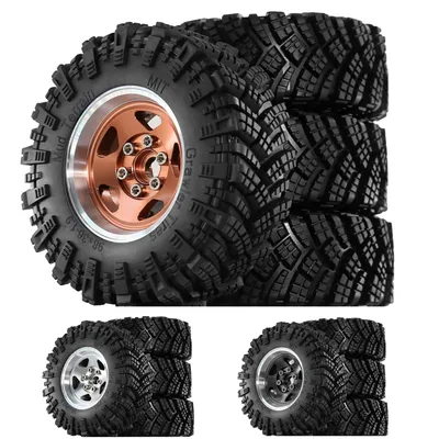 4PCS 1.9" Metal Beadlock Wheels & Tires (98mm) - for TRX4, Axial SCX10, RC4WD D90/D110, MST - 1/10