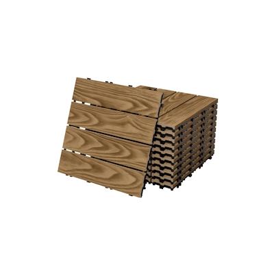 ML-Design 11xWPC Terrassenfliesen Balkonfliese Fliesen Klickfliese 30x30 cm Teak 1 m² Image