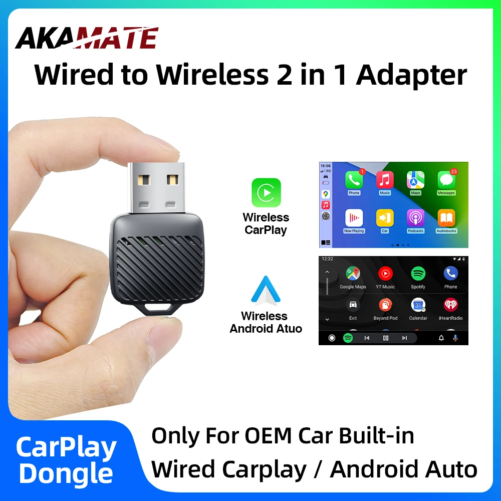 Drahtloser Mini-CarPlay-Adapter für VW Toyota Audi für OEM verkabelt mit drahtlosem CarPlay Android Auto Typ-C USB Plug-and-Play-Dongle Image
