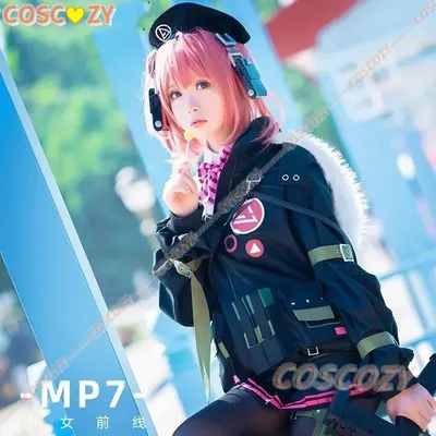 Mädchen Frontline MP7 Cosplay Kostüm Perücke Mantel Hemd Uniform Tasche Halloween Anzug für Frauen Image