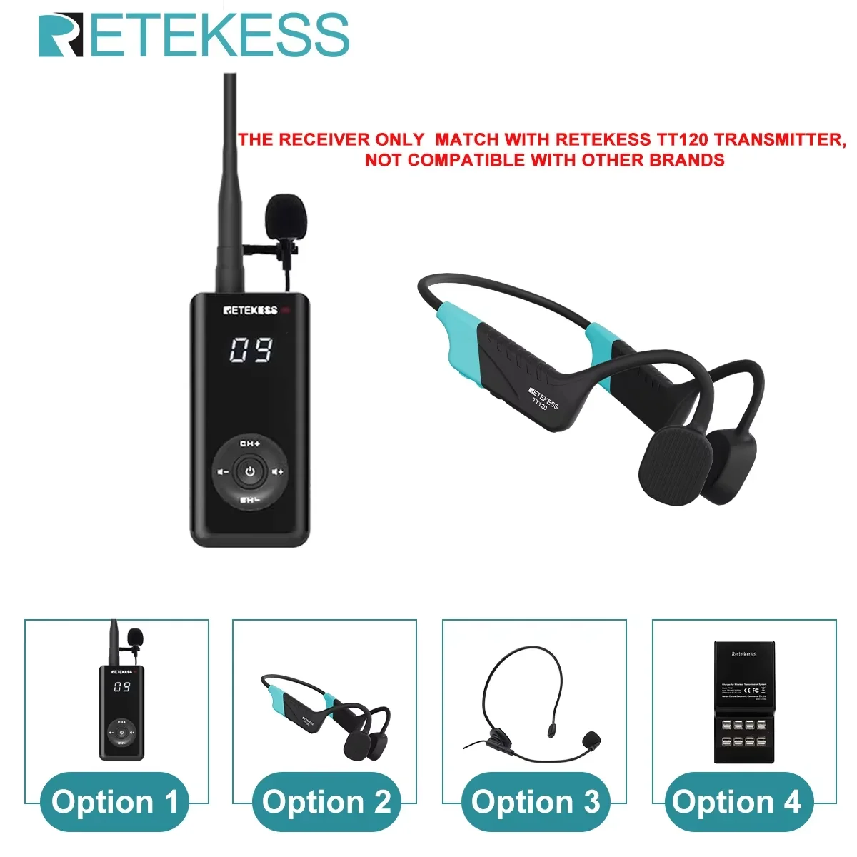 Retekess TT120 Schwimmtrainer-Mikrofon-Sender, kabelloses Kommunikationsgerät für Schwimmgespräch, Training und Coaching-Zubehör Image