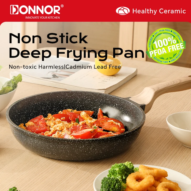 DONNOR Pro Antihaft-Bratpfanne, Induktions-kompatible Bratpfannen mit Deckel, robuste Omelettpfannen, kompatibel mit allen Kochplatten JT466 Image