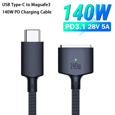 140W USB Type C to Magsafe 3 Magnetic Charger Cord Laptop Charging Cable Converter PD 2M for MacBook Air/Pro A2442 A2485 A2681