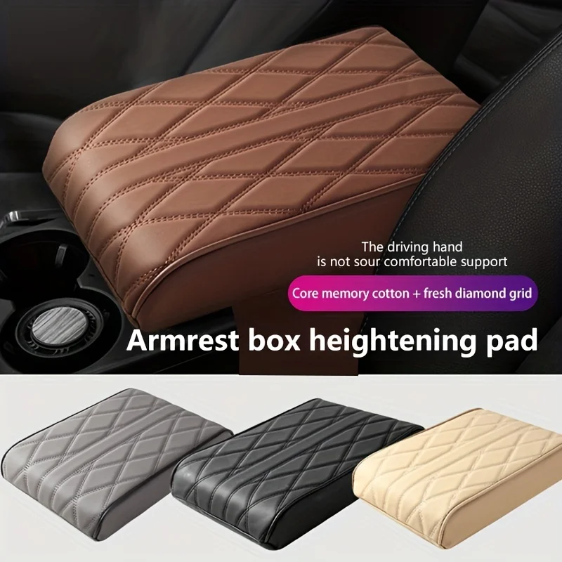 1 PCS PU Leder Auto Armlehne Matte Mittelkonsole Armlehne Schutz Kissen Welle Sticken Auto Armlehnen Lagerung Box Abdeckung Pad Image