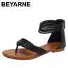 Flache Sandale Schuh Sommer große Mitte Waden riemen All-Match-Anzug weibliche beige Damen Heels