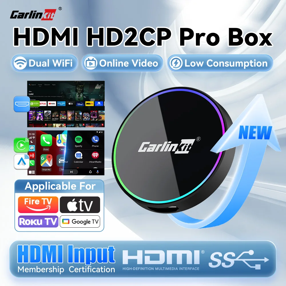 NEU CarlinKit HD2CP Pro CarPlay zu HDMI Wireless Android Auto CarPlay 3-in-1 Smart Car Box Plug and Play 2K Video Streaming Box Image