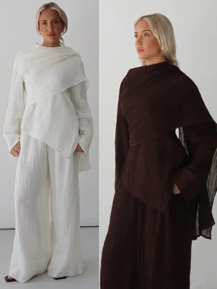 Abayas For Women Plain 2-teiliges Abaya Damen Dubai Tops Pant Modest Muslim Set Islam Robe Caftan Marocain Femme Musulmane Kaftan Image