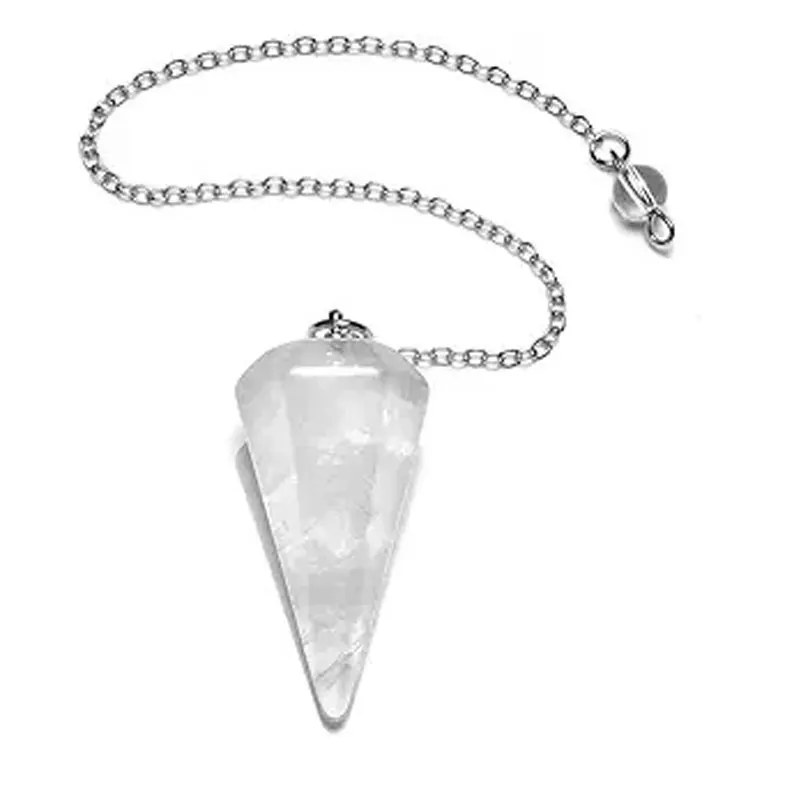 Natürliches klares Kristallpendel für Wahrsagerei, Reiki, facettierte Spitze, Edelstein, Amethsyts, rosenquarz Heilung, klarer Quarz, Wünschelpendulos edelstein kristall anhänger heilsteine edelsteine Image