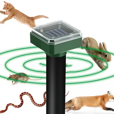 Solar Powered Ultrasonic Vibration Repeller 600mAh Ultrasonic Mole Repellent Ultrasonic Animal Repeller for Outdoor Lawns Garden