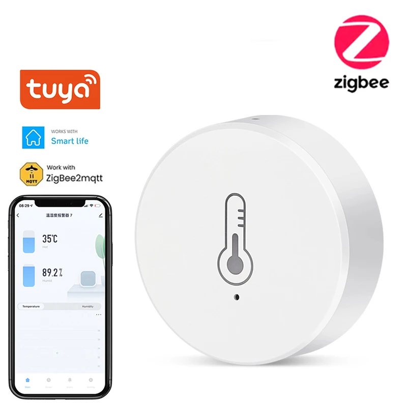 Tuya Zigbee 3.0 Temperatur- und Feuchtigkeitssensor, Fernüberwachung von Smart Life, APP, batteriebetrieben, funktioniert mit Alexa, Google Home Image