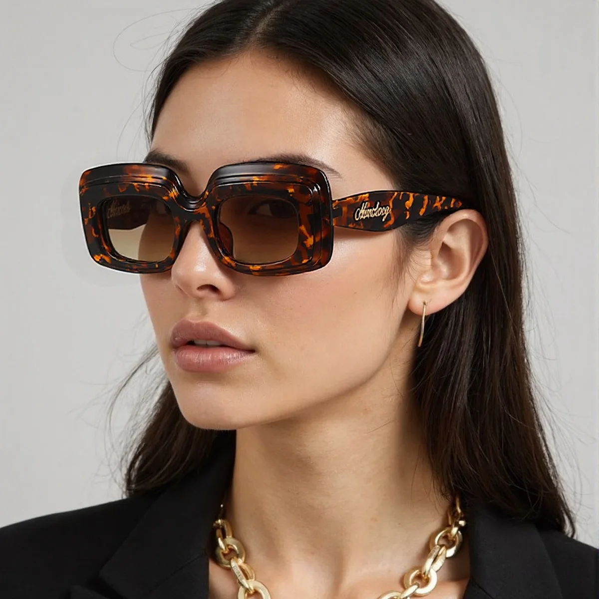 Neue Mode Sonnenbrillen Männer Und Frauen Große Rahmen Quadrat Sonnenbrille Coole Trendy Farbe Gläser Rahmen M6216 Image