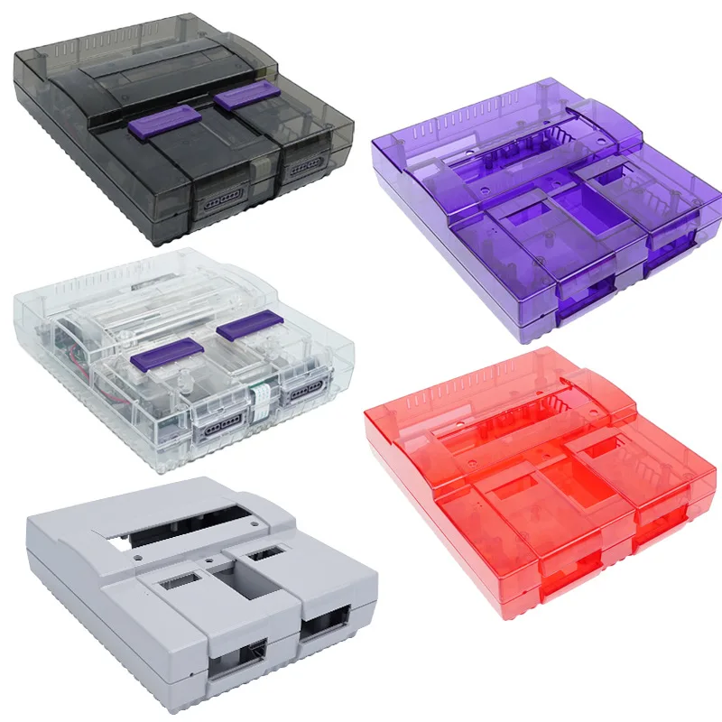Für SNES Ersatzschale Transparente Hülle für Nintendo SNES SFC US-Version Retro-Spielekonsolen Durchscheinend Schwarz Image