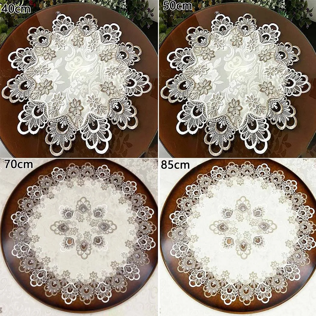1X Runde Tischdecke Spitze Floral Tisch Abdeckung Staubdicht Home Festival Tischdecke Restaurant Bankett Party Tischdecke Dekor Image