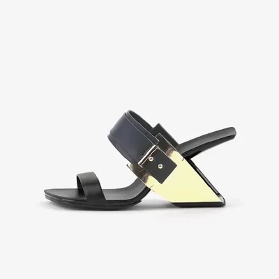 Woman Summer Slippers Genuine Leather Modern Sandals One Strap Ladies Sexy HeelsEuropean Strange Heel Fashion Show Buckle Shoes