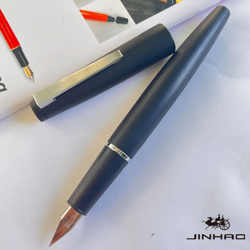 1 Stück JINHAO 80 Carbonfaser-Serie Silber/Grau Clip Iridium Füllfederhalter Image