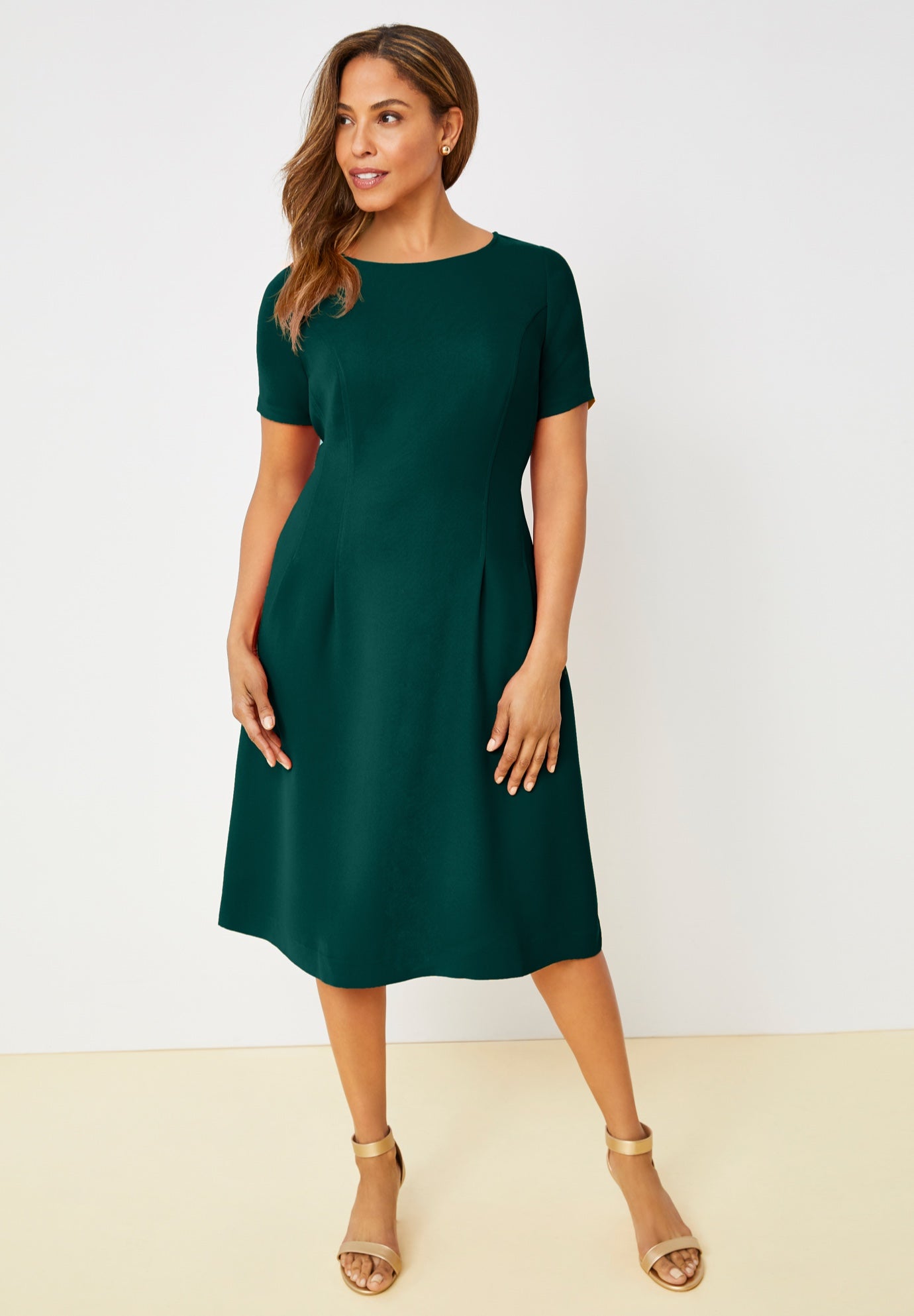 Plus Size Women's Fit & Flare Dress by Jessica London in Emerald Green (Size 12 W)