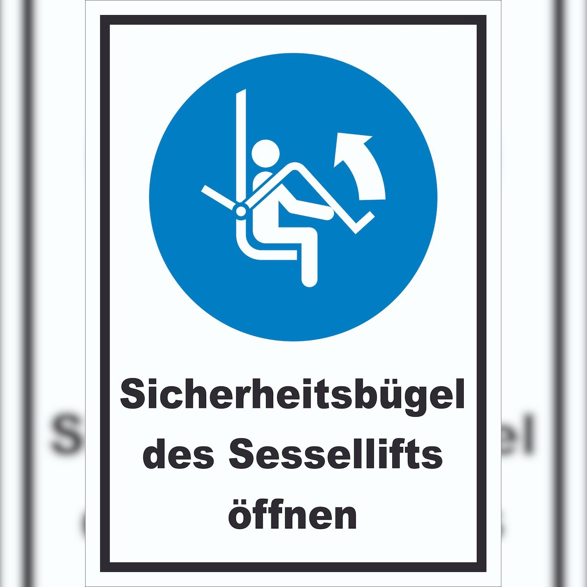 HB-Druck Sicherheitsbügel des Sessellifts öffnen Schild A3 (297x420mm) Image