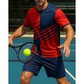 US Open Per uomo Set sportivo Camicie e pantaloncini Set da tennis 2 Maniche Corte Traspirante Yoga Tennis Golf Grafico Rosso Blu Arancione Abbigliamento da tennis