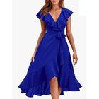 Per donna Abito Midi Abito a Portafoglio Abito a trapezio Abito Estivo Casual Quotidiano Vestibilità regolare Semplice Manica Corta Scollo a V Nero Blu reale Verde militare Albicocca Estate