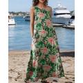 Per donna Abito maxi Abito a trapezio Abito Estivo Boho Quotidiano Ferie Vestibilità regolare Floreale Blocco di colori Senza Maniche Girocollo Azzurro cielo Fucsia Verde Estate