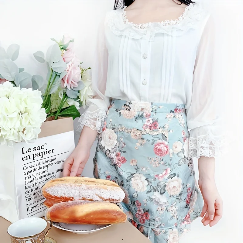 Neue wasserdichte Küchenschürze für Damen – halblang, Polyester, perfekt zum Kochen und Gartenarbeit Image