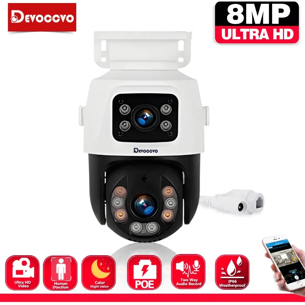 Outdoor Dual Lens PTZ 8MP POE IP Kamera 4k Home Security Kamera Video CCTV Video Überwachung Onvif iCSEE Kamera Dual-bildschirm Image