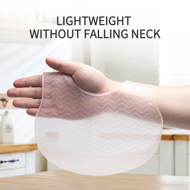 1pc BabySilicone Jelly Bib Ultra Leichte Erweitern Schulter Wasserdicht Einstellbare Länge Design Baby Geschirr Lätzchen Image