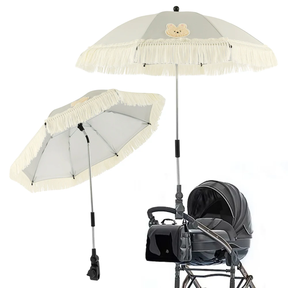 Baby Kinderwagen Regenschirm Baby Sonnenschirm UV Schutz Wasserdicht Universal Quaste Nette Einstellbare Kinderwagen Abdeckung Zubehör